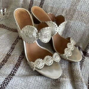 Jack Rogers Luccia wedge sandal in platinum metallic leather